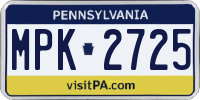 PA license plate MPK2725
