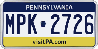 PA license plate MPK2726