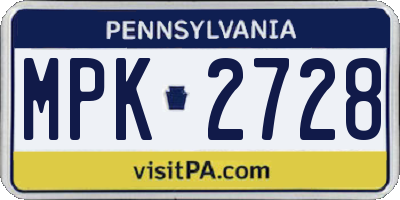 PA license plate MPK2728