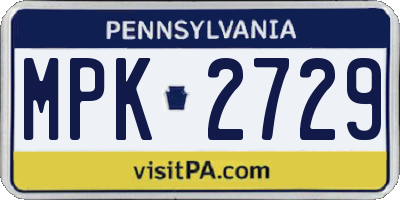 PA license plate MPK2729
