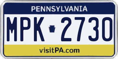 PA license plate MPK2730
