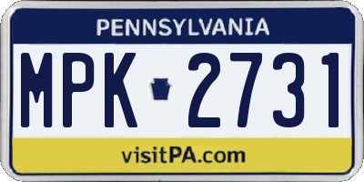 PA license plate MPK2731