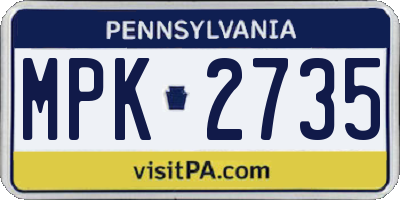 PA license plate MPK2735