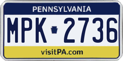 PA license plate MPK2736