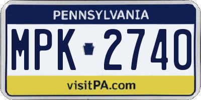 PA license plate MPK2740