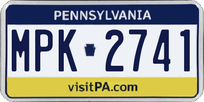 PA license plate MPK2741
