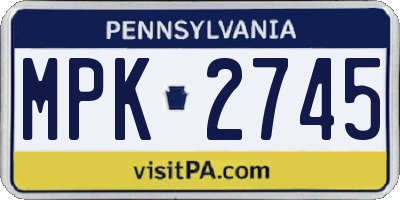 PA license plate MPK2745