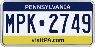 PA license plate MPK2749