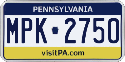 PA license plate MPK2750