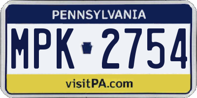 PA license plate MPK2754