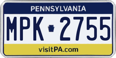 PA license plate MPK2755