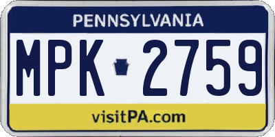 PA license plate MPK2759