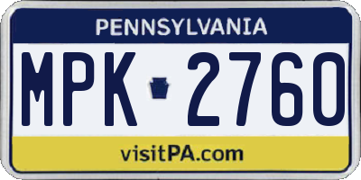 PA license plate MPK2760