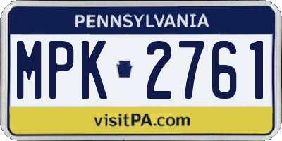 PA license plate MPK2761