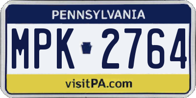 PA license plate MPK2764