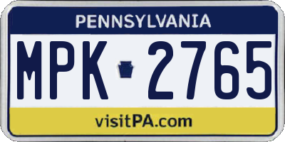 PA license plate MPK2765
