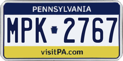 PA license plate MPK2767