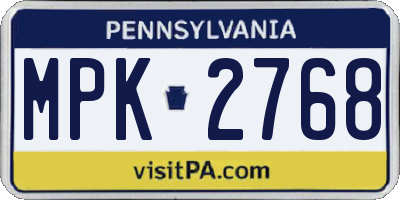 PA license plate MPK2768
