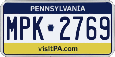 PA license plate MPK2769