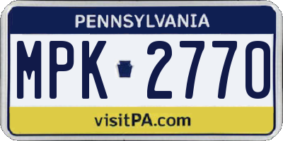 PA license plate MPK2770