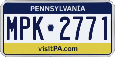 PA license plate MPK2771