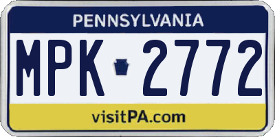 PA license plate MPK2772