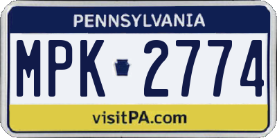 PA license plate MPK2774