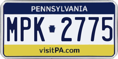 PA license plate MPK2775