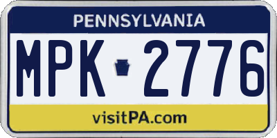 PA license plate MPK2776