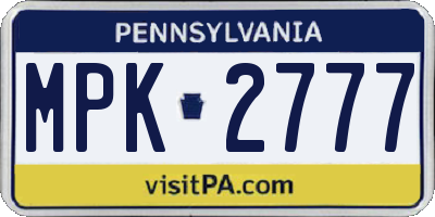 PA license plate MPK2777