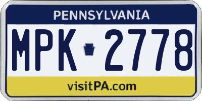 PA license plate MPK2778
