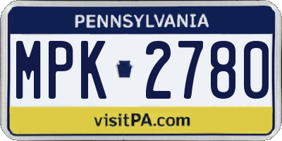 PA license plate MPK2780