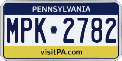 PA license plate MPK2782