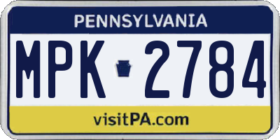 PA license plate MPK2784
