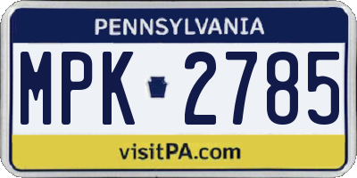PA license plate MPK2785