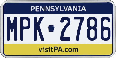 PA license plate MPK2786