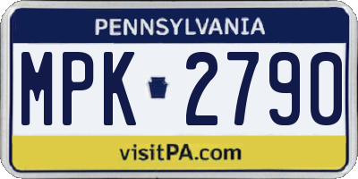 PA license plate MPK2790