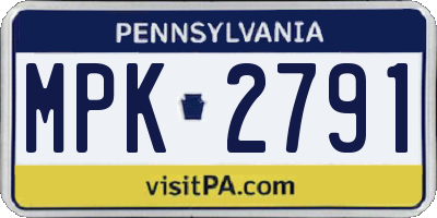 PA license plate MPK2791