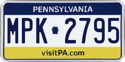 PA license plate MPK2795