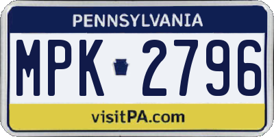 PA license plate MPK2796