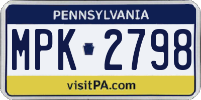 PA license plate MPK2798