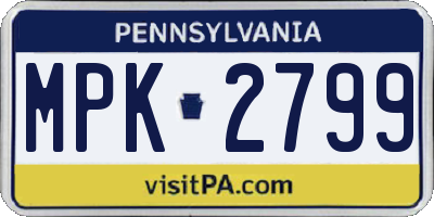 PA license plate MPK2799