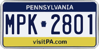 PA license plate MPK2801
