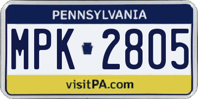 PA license plate MPK2805