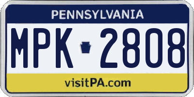 PA license plate MPK2808