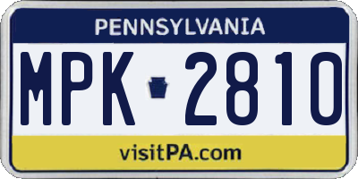 PA license plate MPK2810