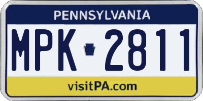 PA license plate MPK2811