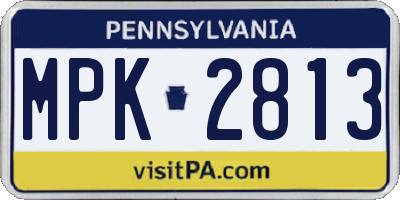 PA license plate MPK2813