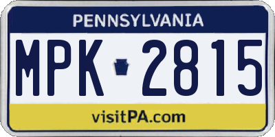 PA license plate MPK2815