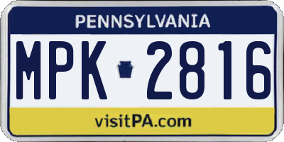 PA license plate MPK2816